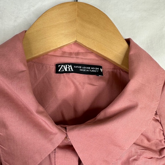 Zara Frilled‎ Poplin Oversized Button Down Shirt Size XS - Picture 4 of 4